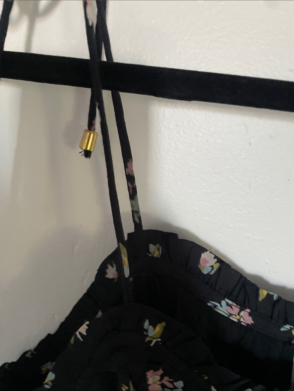 Free People Black Floral Smocked Crop Top - Picture 6 of 7